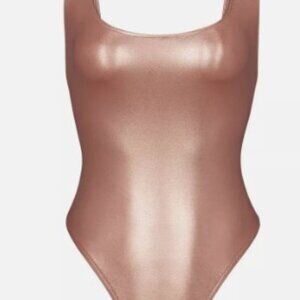 SKIMS Swim- Metallic Swim High Cut One Piece Rose Gold - MEDIUM
